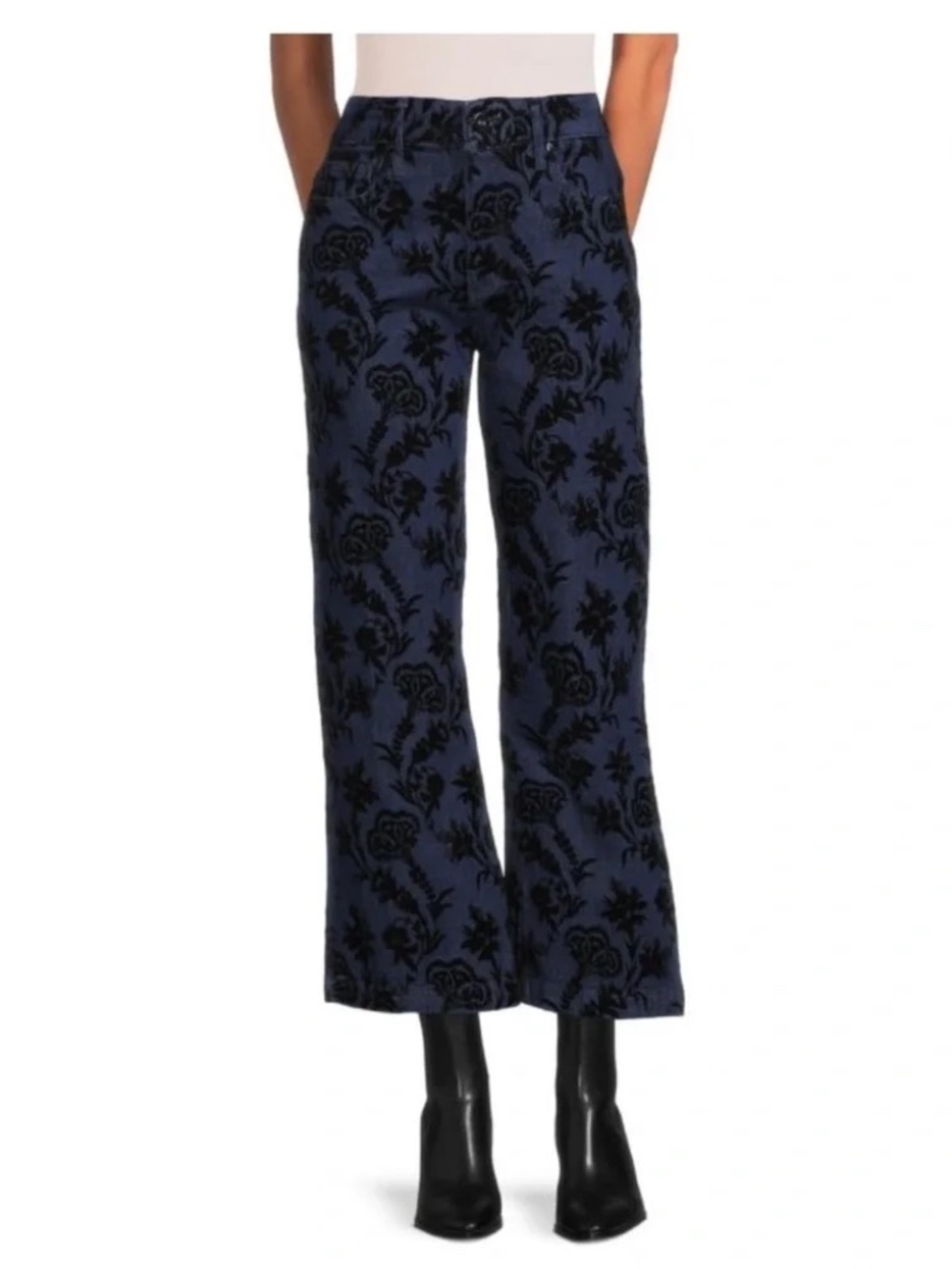 PAIGE - Leenah Ankle Jeans Damask Floral Flocking size 28